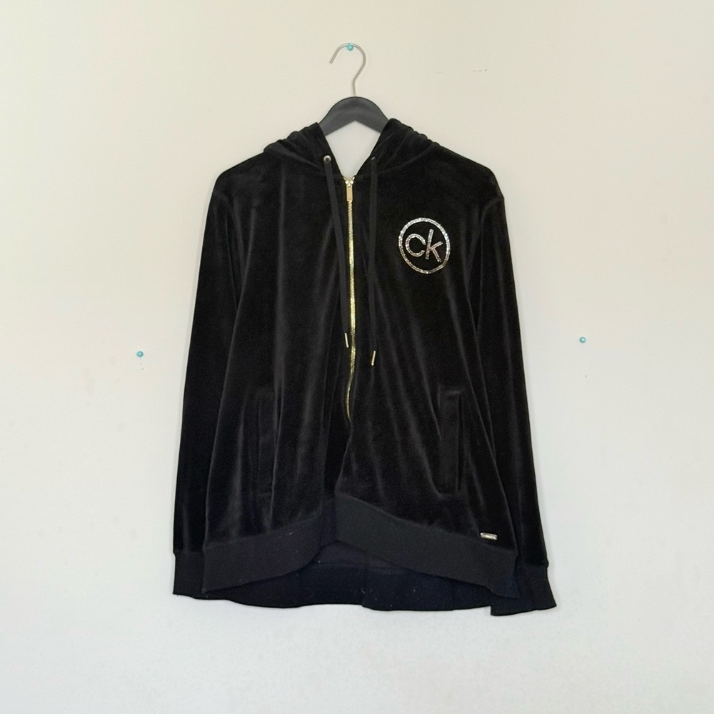 Calvin Klein Black Velour Hoodie Plus Size 3X